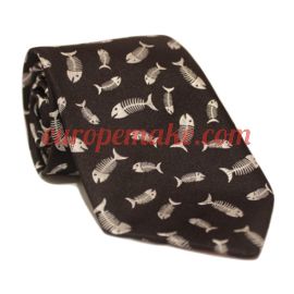 Andrew's Milano Black Fish Bone Extra Long Necktie