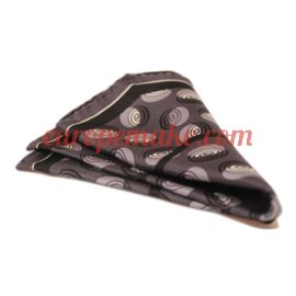 Andrew's Milano Grey and Black Pocket Square - Circle Pattern