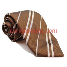Andrew's Milano Brown with White Stripes Necktie 
