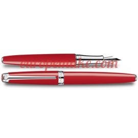 Caran D'Ache SILVER-PLATED, RHODIUM-COATED LÉMAN SCARLET RED FOUNTAIN PEN