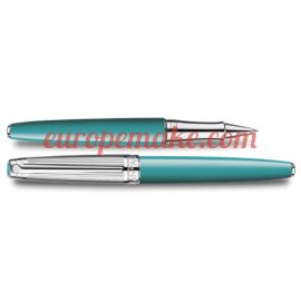 Caran D'Ache SILVER-PLATED, RHODIUM-COATED LÉMAN BICOLOR TURQUOISE ROLLER PEN