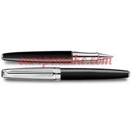 Caran D'Ache SILVER-PLATED, RHODIUM-COATED LÉMAN BICOLOR BLACK ROLLER PEN