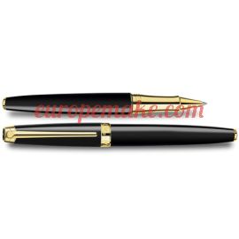 Caran D'Ache GOLD-PLATED LÉMAN EBONY BLACK ROLLER PEN