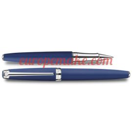 Caran D'Ache SILVER-PLATED, RHODIUM-COATED LÉMAN BLUE NIGHT MATT ROLLER PEN