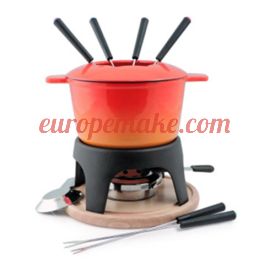 Swissmar Product Details Sierra 11-PC Cast Orange Iron Fondue Set